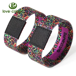 Professional printing custom festival elastic fabric wristbands for sale