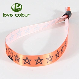 Polyester fabric satin rainbow wristbands with custom locks