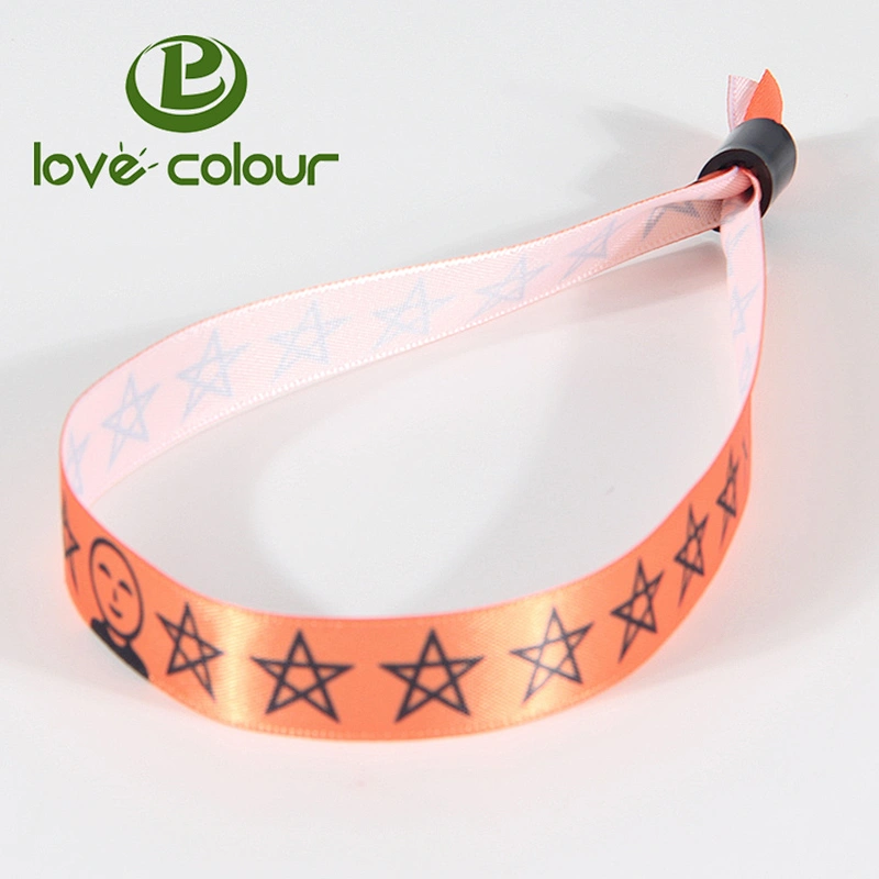 Polyester fabric satin rainbow wristbands with custom locks
