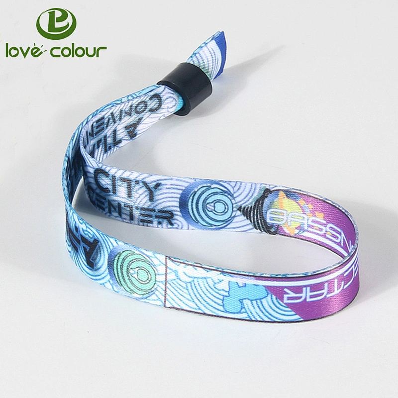 Giveaways items polyester personalized cloth festival wristband snap closure