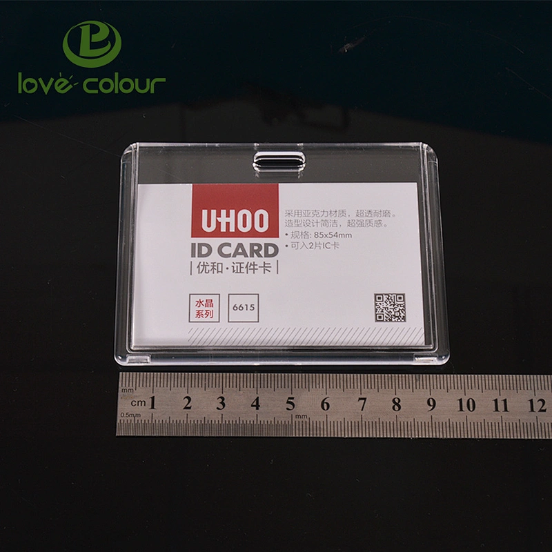Custom Office School Exhibition Employee Transparent Acrylic Business Id Badge Card Holder