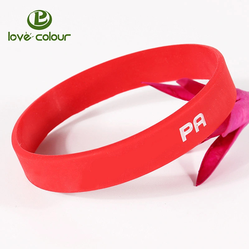 Custom debossed silicon bracelet purple silicone wristband with message
