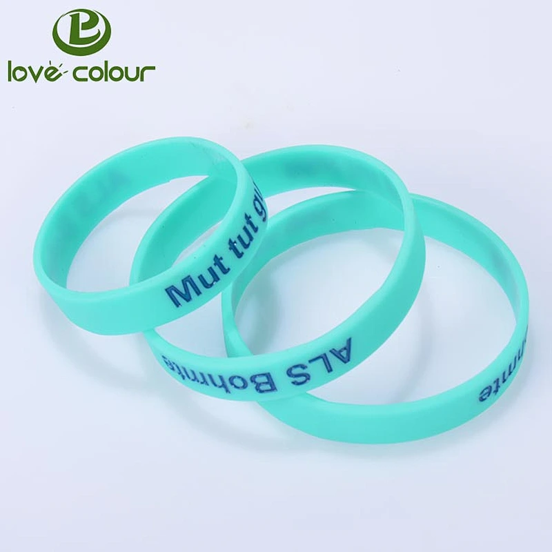 New custom bracelet color infilled cheap silicone hand wristband