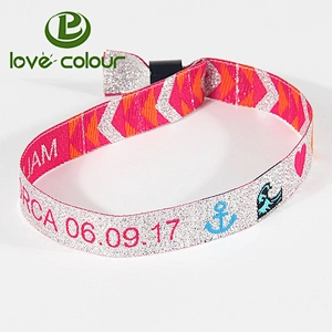 Festival custom polyester fabric wristband for vip ticket