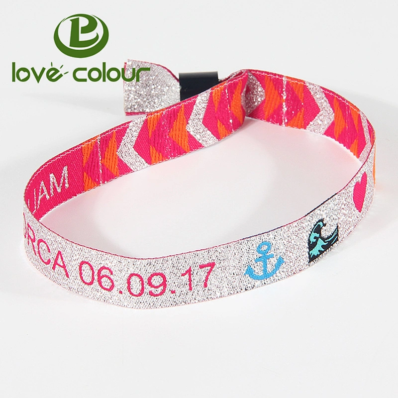 Festival custom polyester fabric wristband for vip ticket