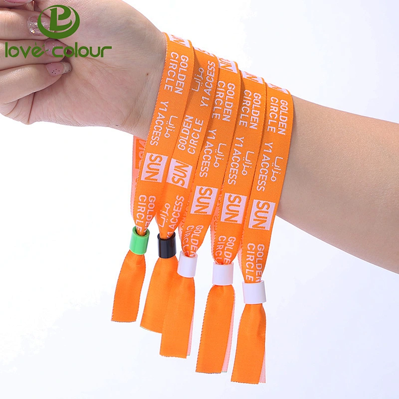 Factory custom polyester club fabric wristband with lock