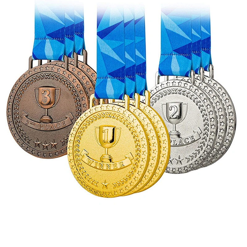 Good Quality Round Shaped Sport Medallions Medals With Lanyard Ribbon
