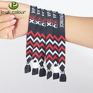 1.5*35cm Custom Made Polyester Woven Fabric Wristbands/Bracelet with Closure