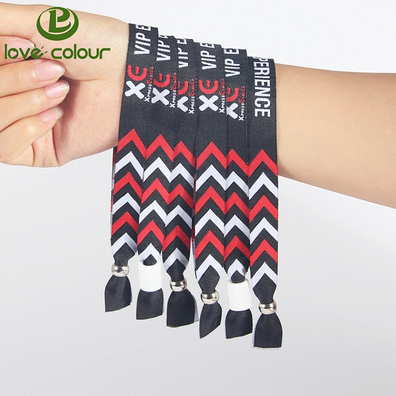 1.5*35cm Custom Made Polyester Woven Fabric Wristbands/Bracelet with Closure