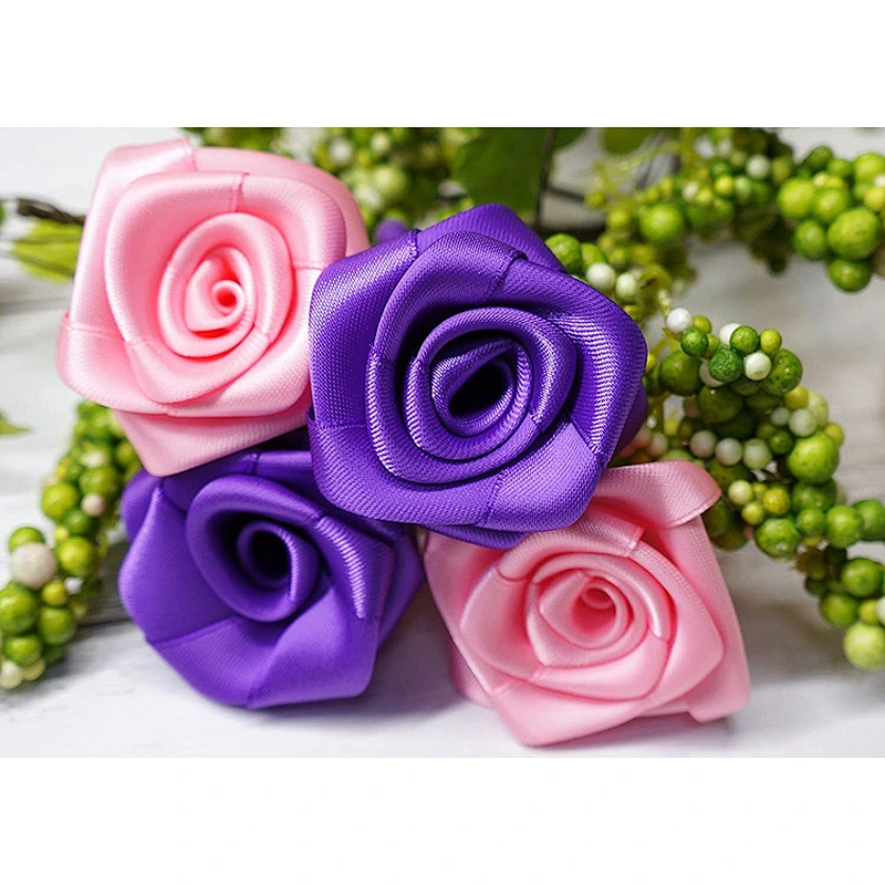 Double faced printed custom ribbon rolls diy craft chirsmas polyester sublimation purple satin ribbon