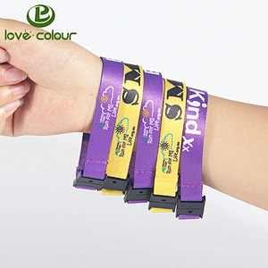 Custom Sublimation textile bracelet/polyester wristband with plastic buckle