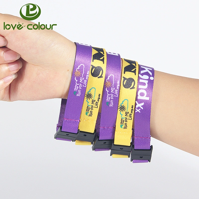 Custom Sublimation textile bracelet/polyester wristband with plastic buckle