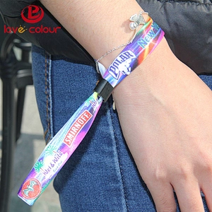 Customized Fabric Woven Logo Wristband Bracelet For Music Festival