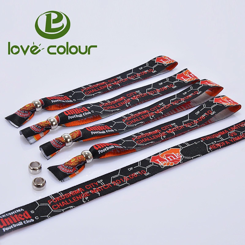 Custom event festival party fabric wristband bracelet with reusable closure