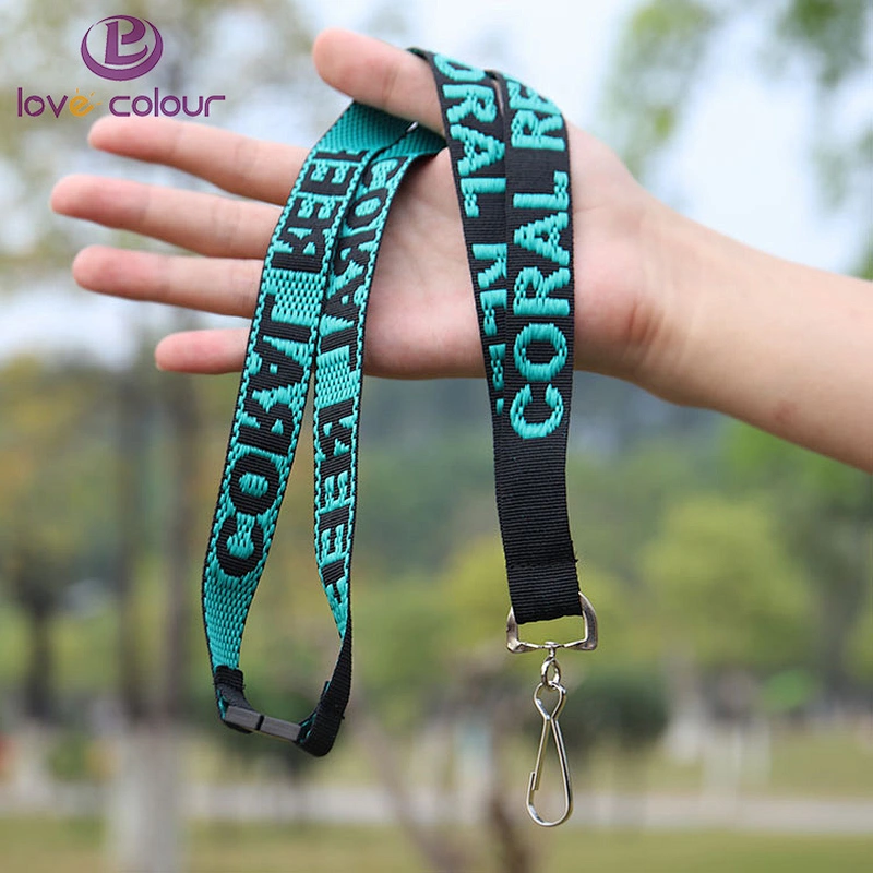 3/4 Inch Polyester Custom Keychain Woven Lanyards Strap with Lobster Claw