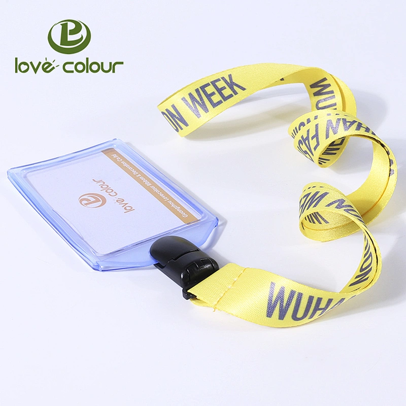 Custom Flat Polyester ID Lanyard with Retractable Badge Reel and Vinyl Name Badge Holder
