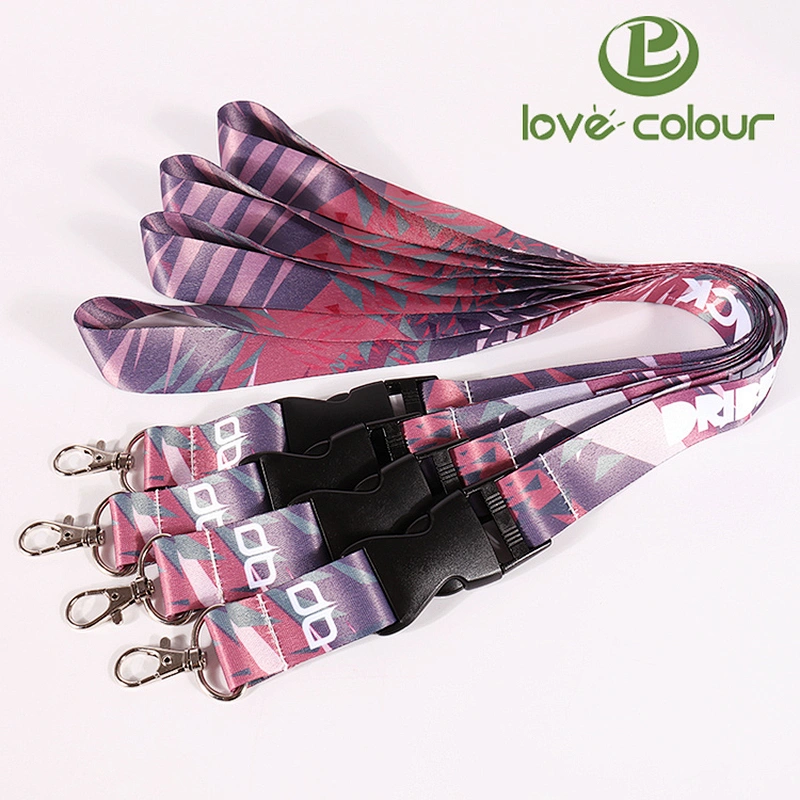 Polyester custom fashionable printed neck lanyards strap no minimum order