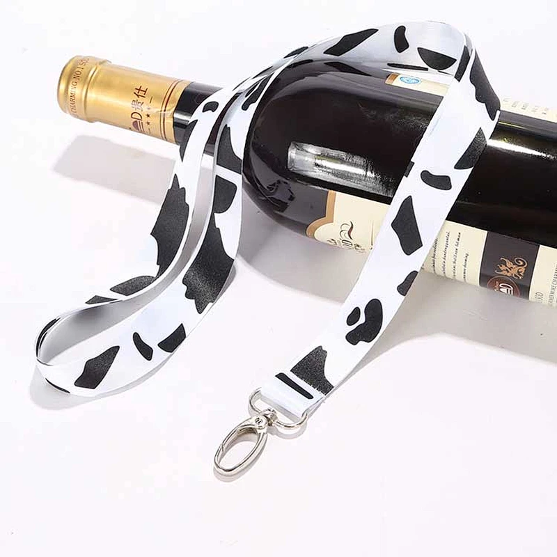 Free sample popular custom cheap polyester printed cow printed lanyard