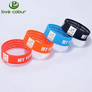 Custom different color rubber silicone band/silicone bracelet with company logo