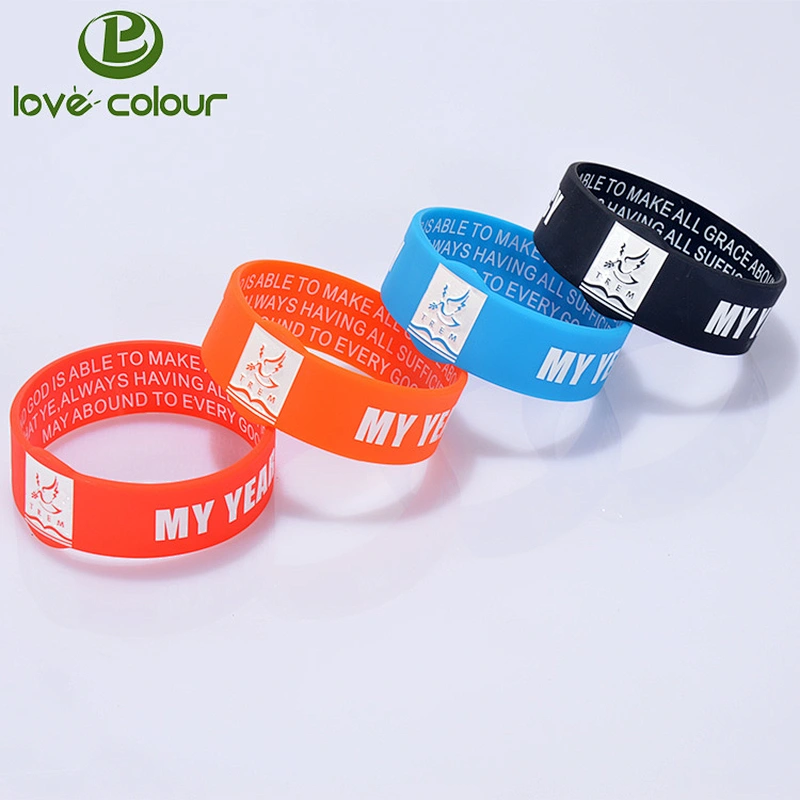 Custom different color rubber silicone band/silicone bracelet with company logo