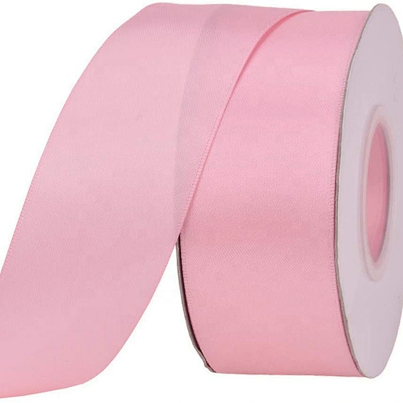 Single Faced Satin Ribbon Pink Polyester Ribbon for Home Decoration or DIY Crafts