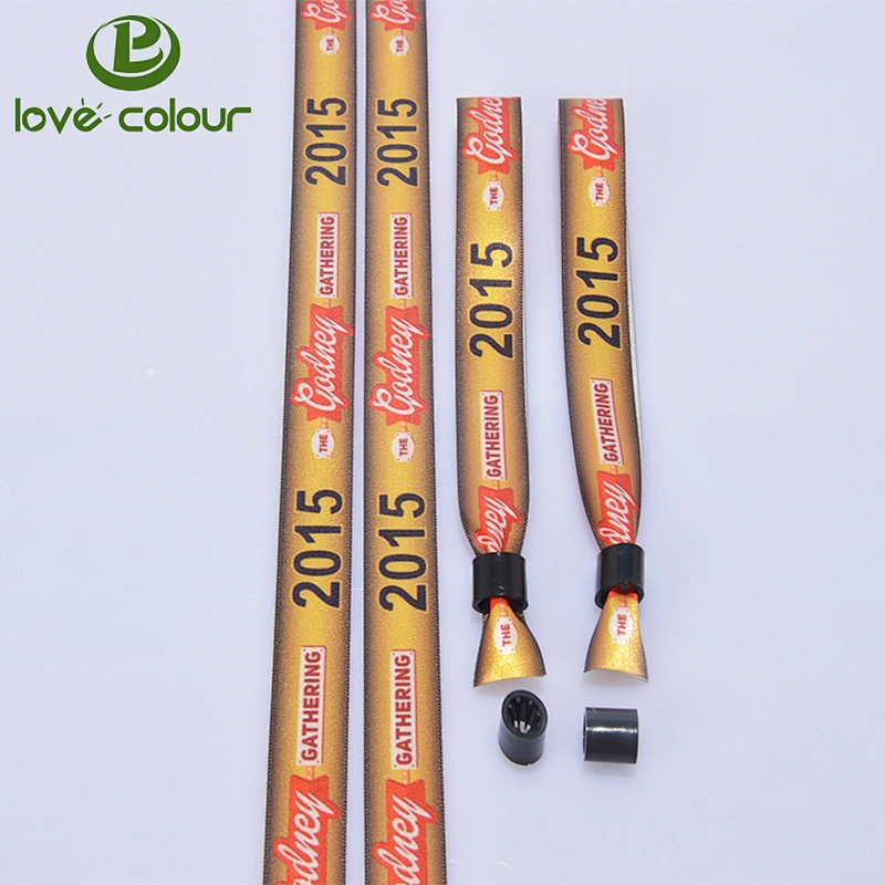 OEM Free Design good quality Customized Logo Event Festival Ribbon Satin Bracelet Fabric Wristband