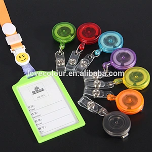 Custom plastic Id card badge holder reel with pvc clip