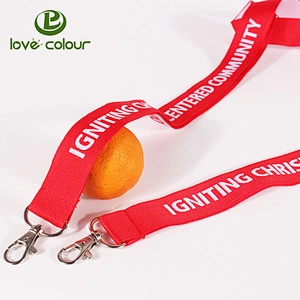 Custom logo Polyester woven lanyard string with metal hook