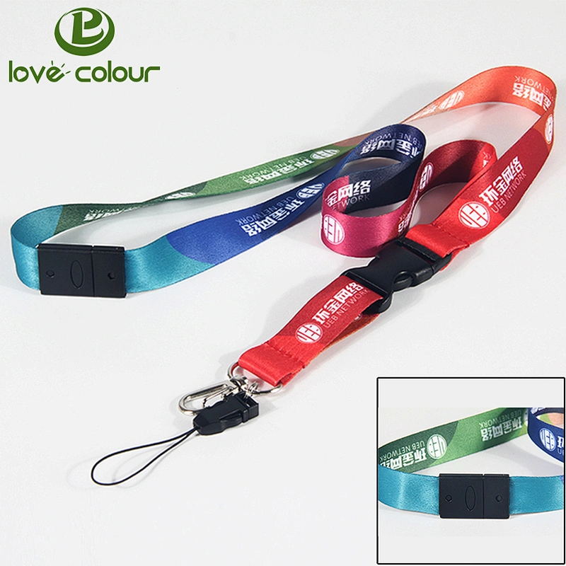 Custom Polyester Lanyard Cell Phone Holders Printing Strap ID Key Chain