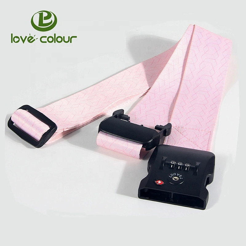 Factory custom travel tsa lock heat transfer printing luggage strap belt