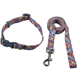 New Custom High Quality Polyester Pet Collar and Leash for Dogs And Cats