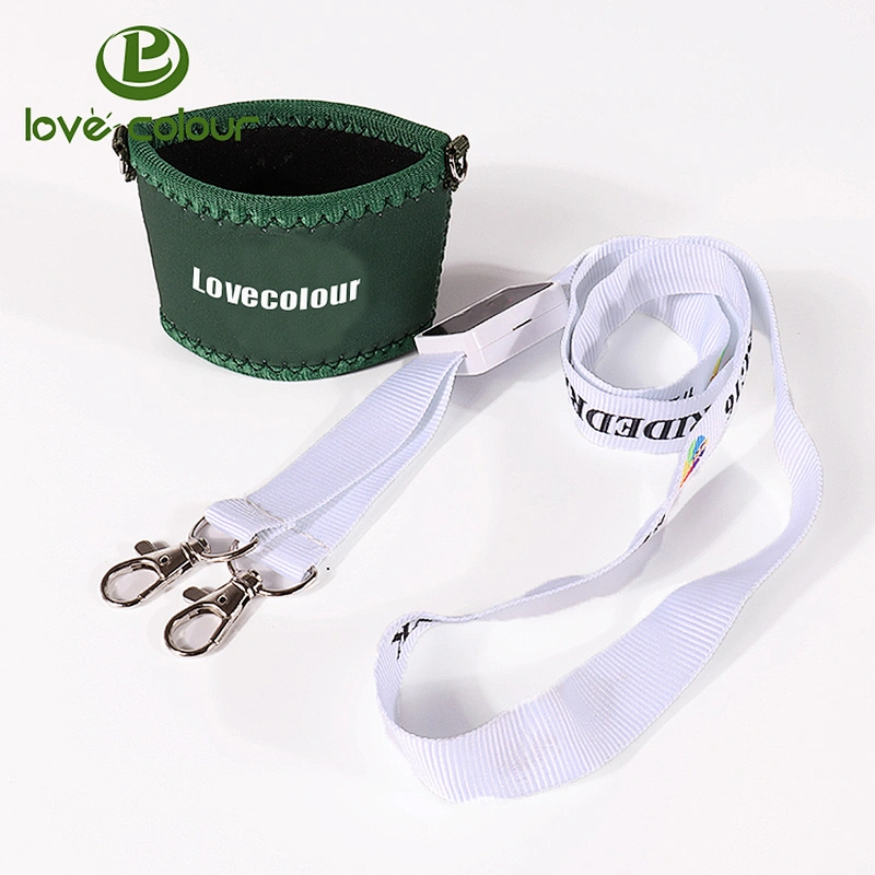 Custom heat sublimation printing cup holder polyester strap/wine glass holder lanyard