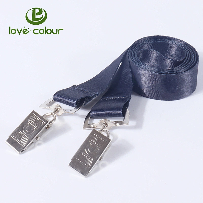 Popular black polyester sublimation custom lanyard with two clips