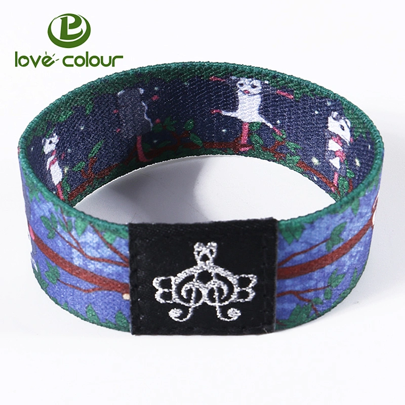 Custom print logo outdoor activity elastic wristband with polyester material