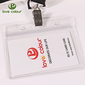 Custom waterproof type pvc horizontal name badge id card holder