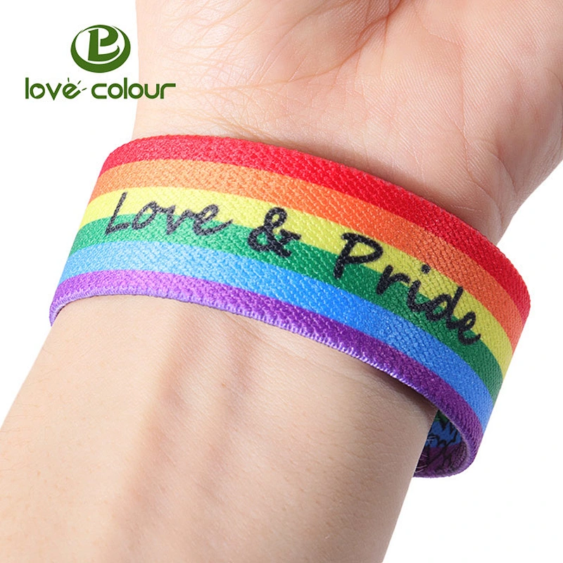 Soft polyester custom elastic wristband with printing logo for party