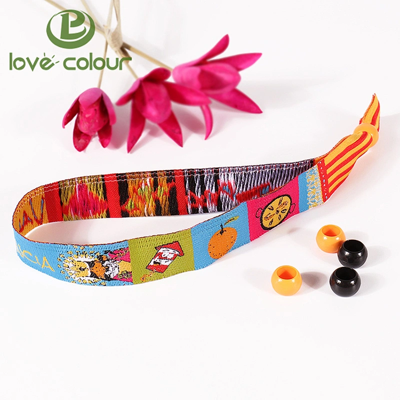 Custom new approach identification polyester fabric woven wristband for concert