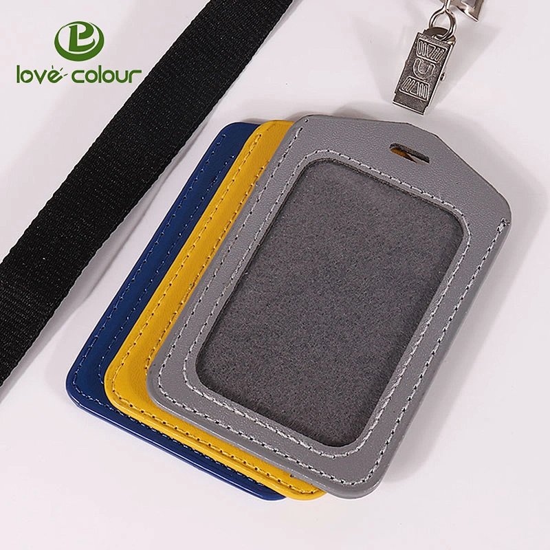 Lovecolour custom personalized pu id card holder for company