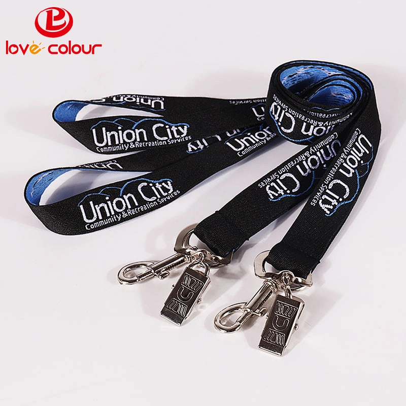 Custom polyester woven lanyard strap with embroidery logo