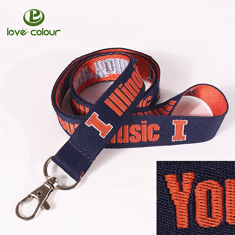 Custom woven jacquard polyester embroidery Lanyard Ribbon Strap for sale