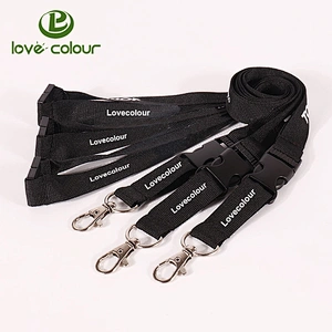 Custom new product plain black silkscreen lanyard from Guangzhou factory