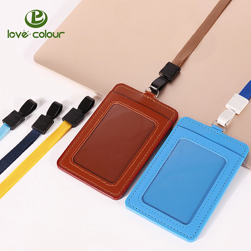 Hot custom brown leather badge holder/card holder with strap