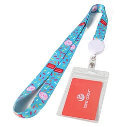 Custom Cheap Promotional Gift Polyester Neck Sublimated Lanyard with Pull Reel