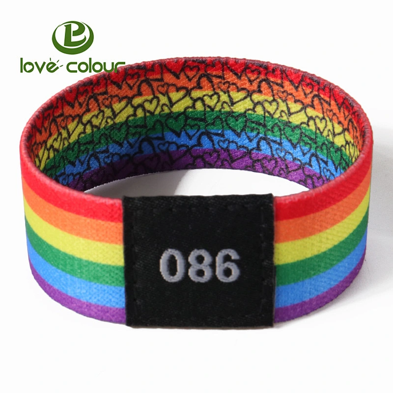 Good quality reusable festival bracelet elastic fabric wristband with custom logo