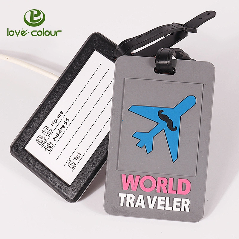 Custom shaped bright colored pvc travel airplane luggage tag