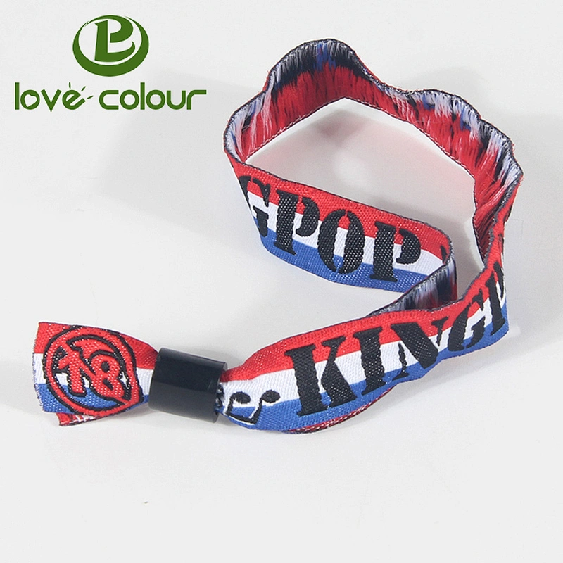 Custom environment friendly polyester fabric bracelet and wristbands for entrance ticket