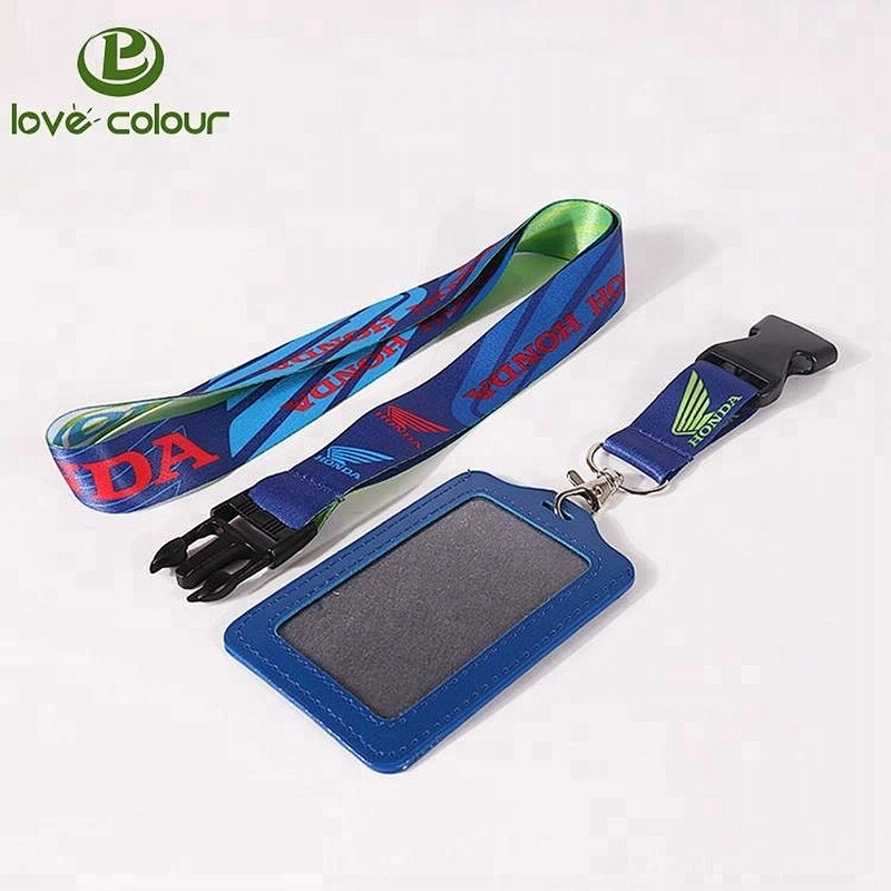 Custom cheap heat- transfer printed lanyard with card holder id badge