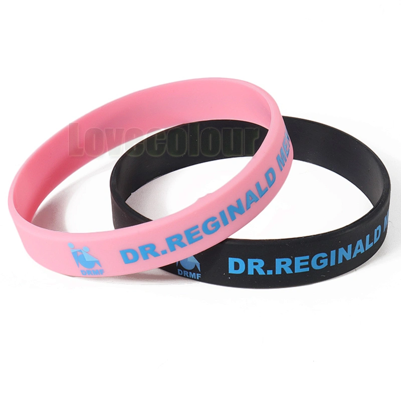 Advertising Silk Printed LOGO Customized Silicone Wristbands in Green Color