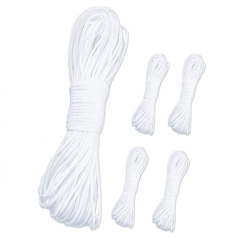 2,3, 4, 5, 6, 8, 10, 12mm Elastic White Cord Earloop Elastic Rope Elastic Cord