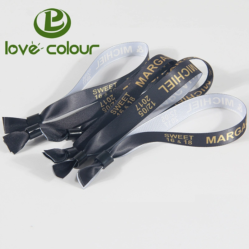 Cheap promotional custom POLYESTER festival fabric silk satin events wristbands